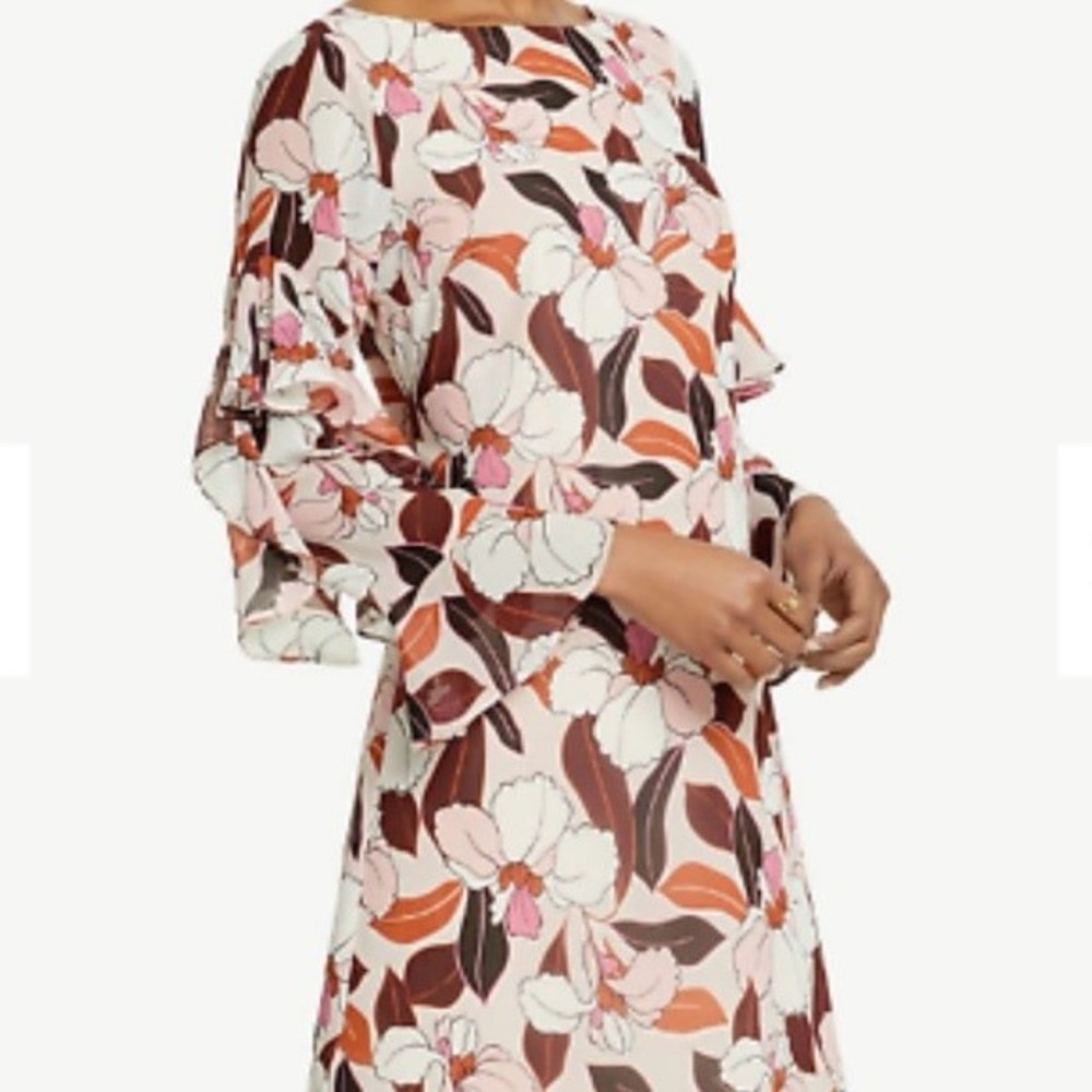 Ann Taylor Floral Petals Shift Dress Pink Size 10